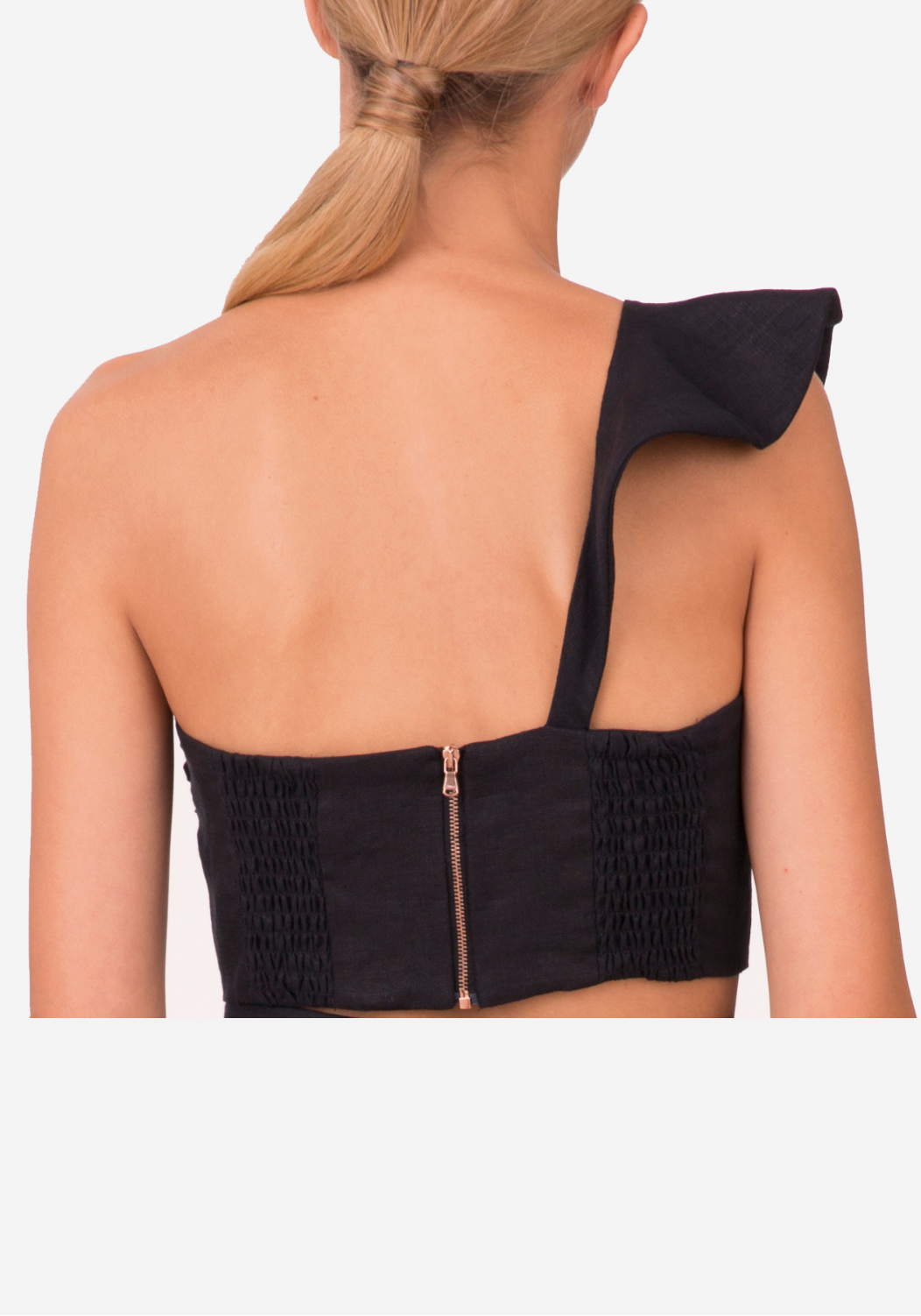 One shoulder Linen top