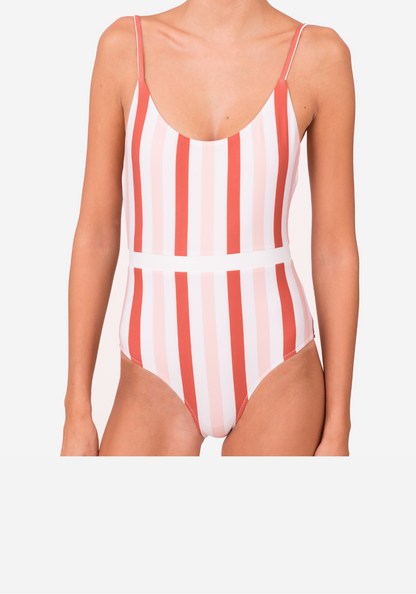 Striped One Piece Swimsuit - recycled nylon.