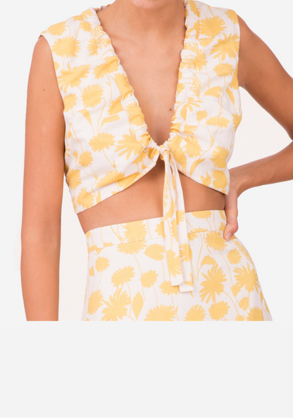 Yellow Floral Cotton Top