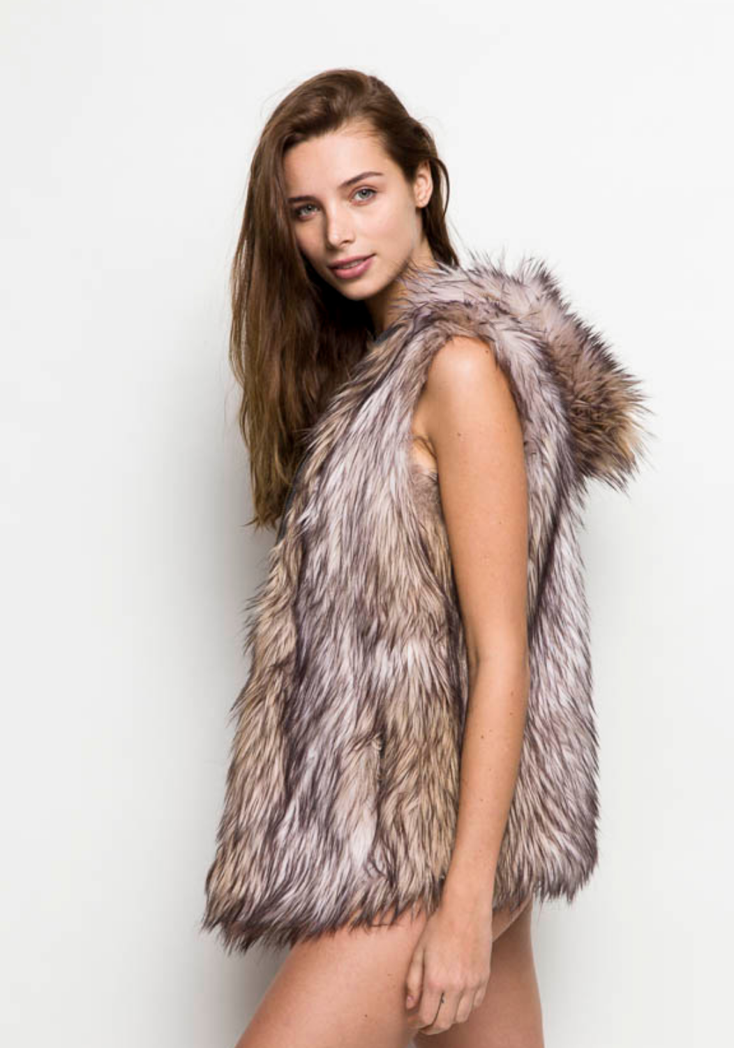 Vest with 2024 faux fur hood