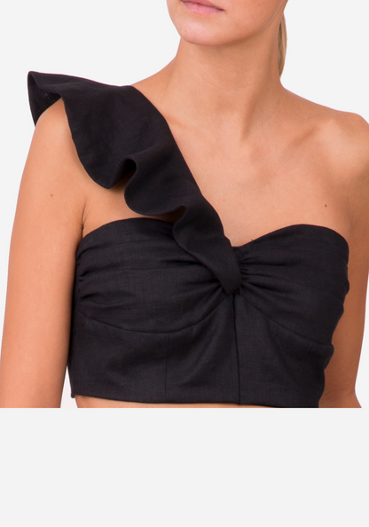One shoulder Linen top