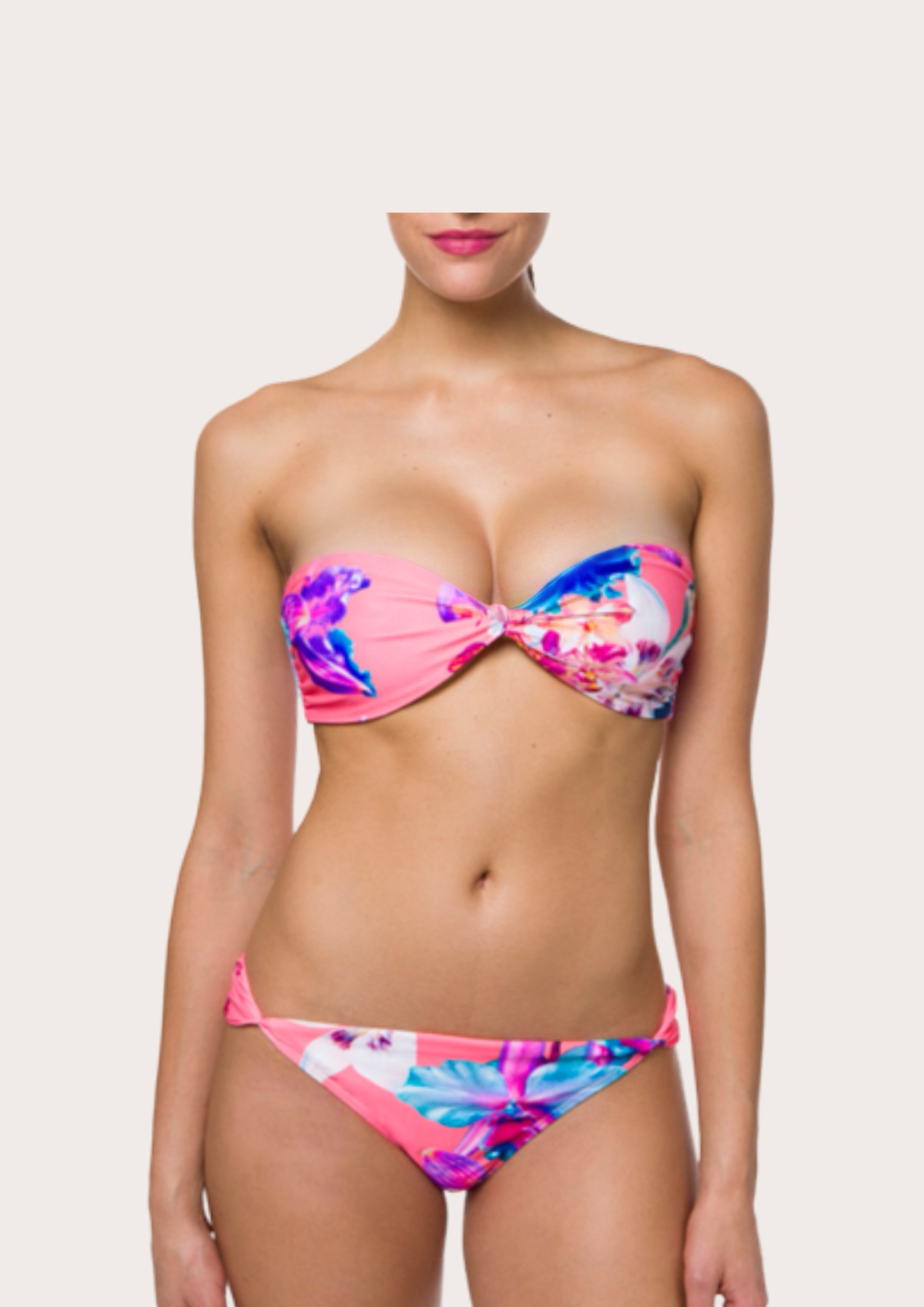 Model wearing The Love Knot Bikini Top, a tie triangle swim top designed for tropical vacations, golden hour selfies, and relaxed beach days
