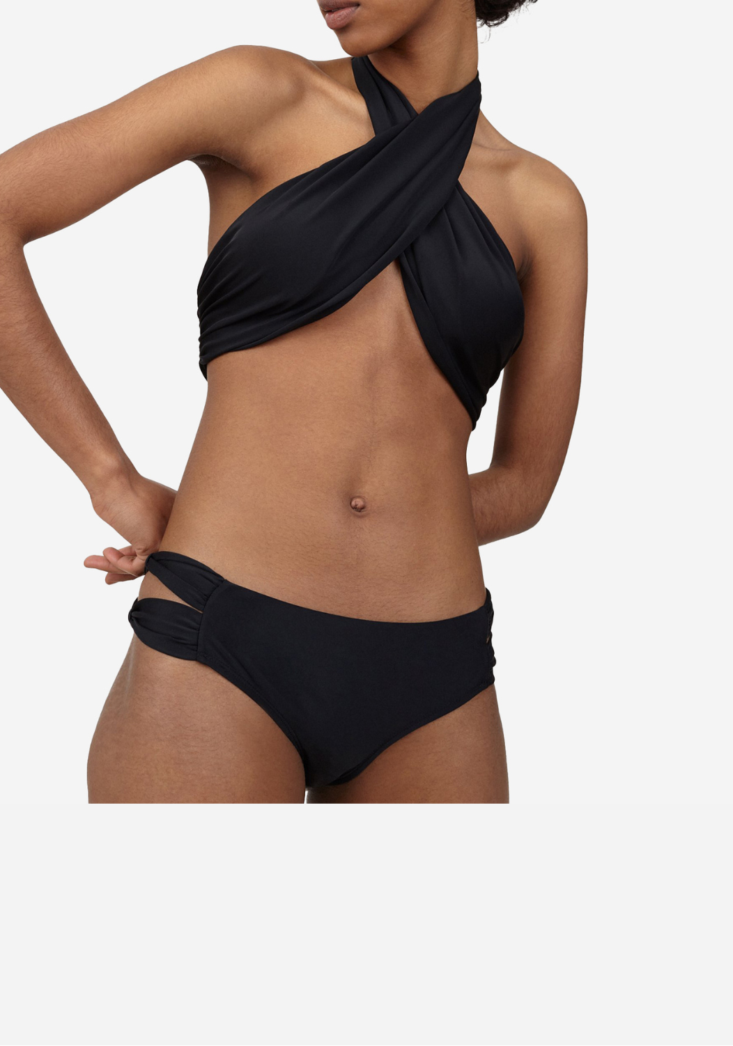 Bocas Wrap Swim Bikini Top Black recycled nylon